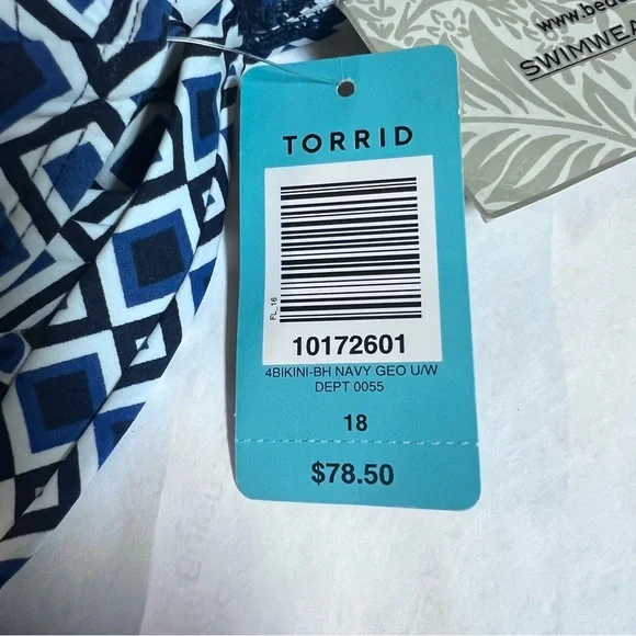 Beach House Women For Torrid Bikini Top New With Tag Size 18W Padded Tie Back A4 - Picture 10 of 11